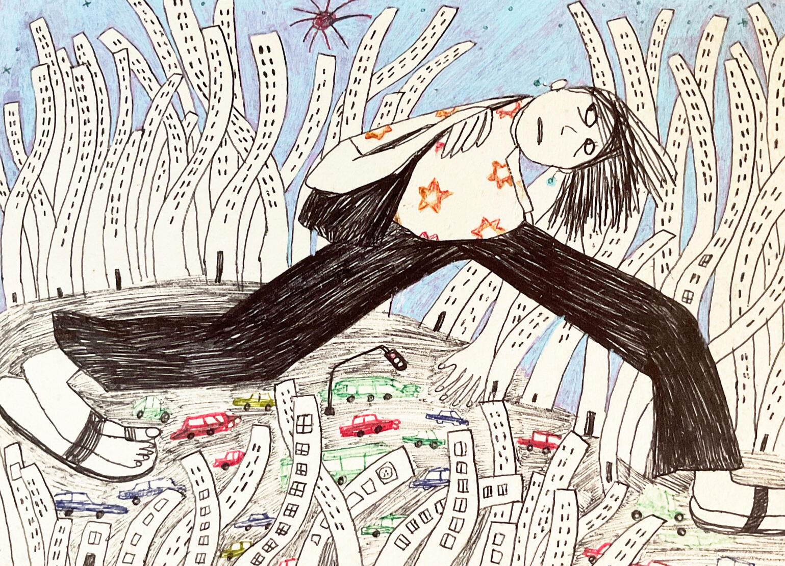 Office-goer 8 x 6 inches | Pen on paper | 2022