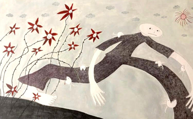 Outsider 54 x 30 inches | Pen and acrylic on paper | 2022 Sold