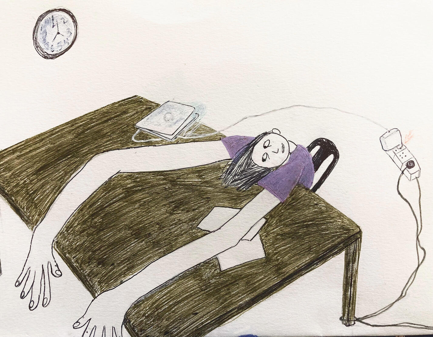 Not working 7.6 x 5.6 inches | Pen on paper | 2023