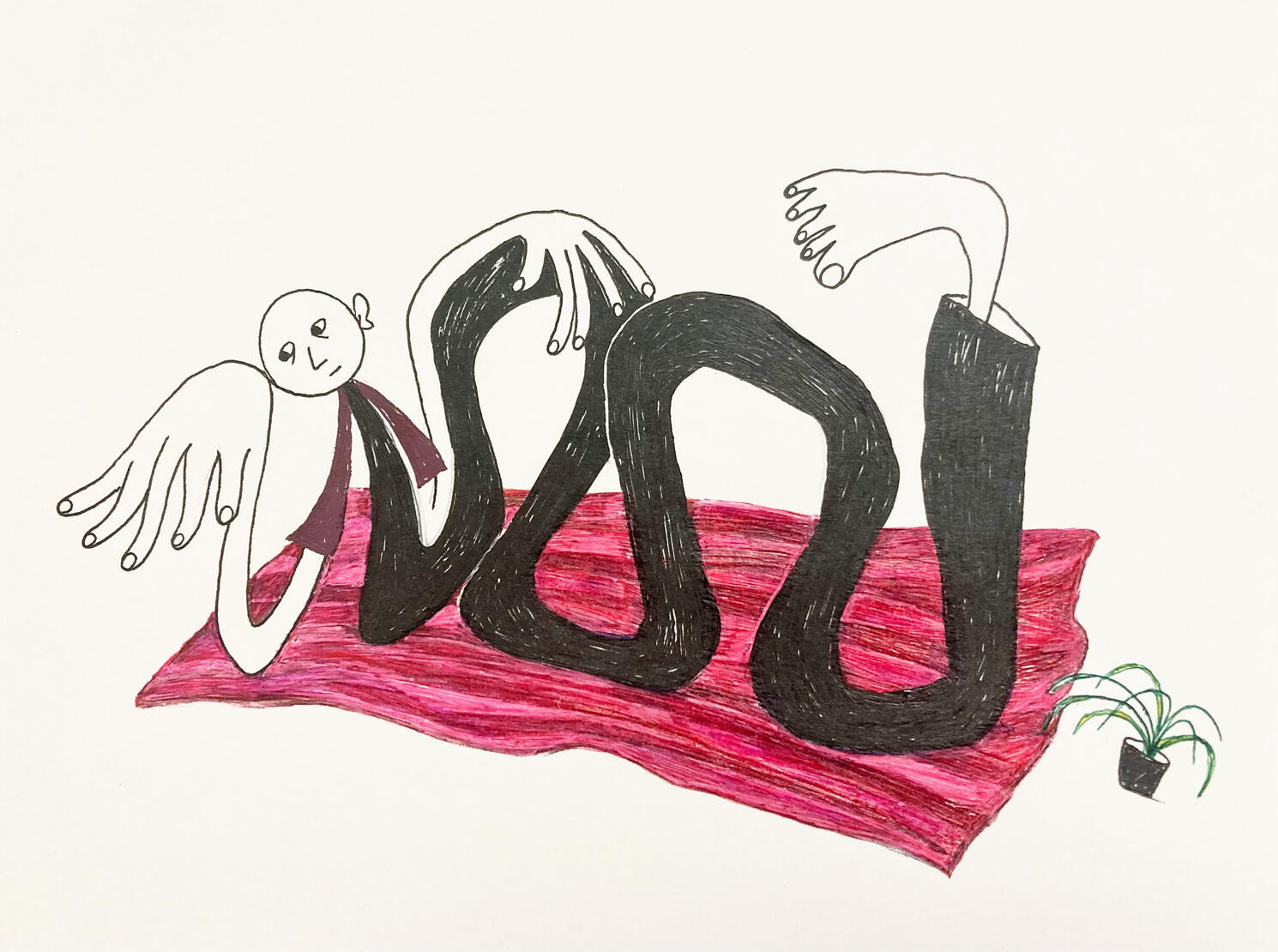 Wiggly 7.8 x 5.6 in | Pen on paper | 2025